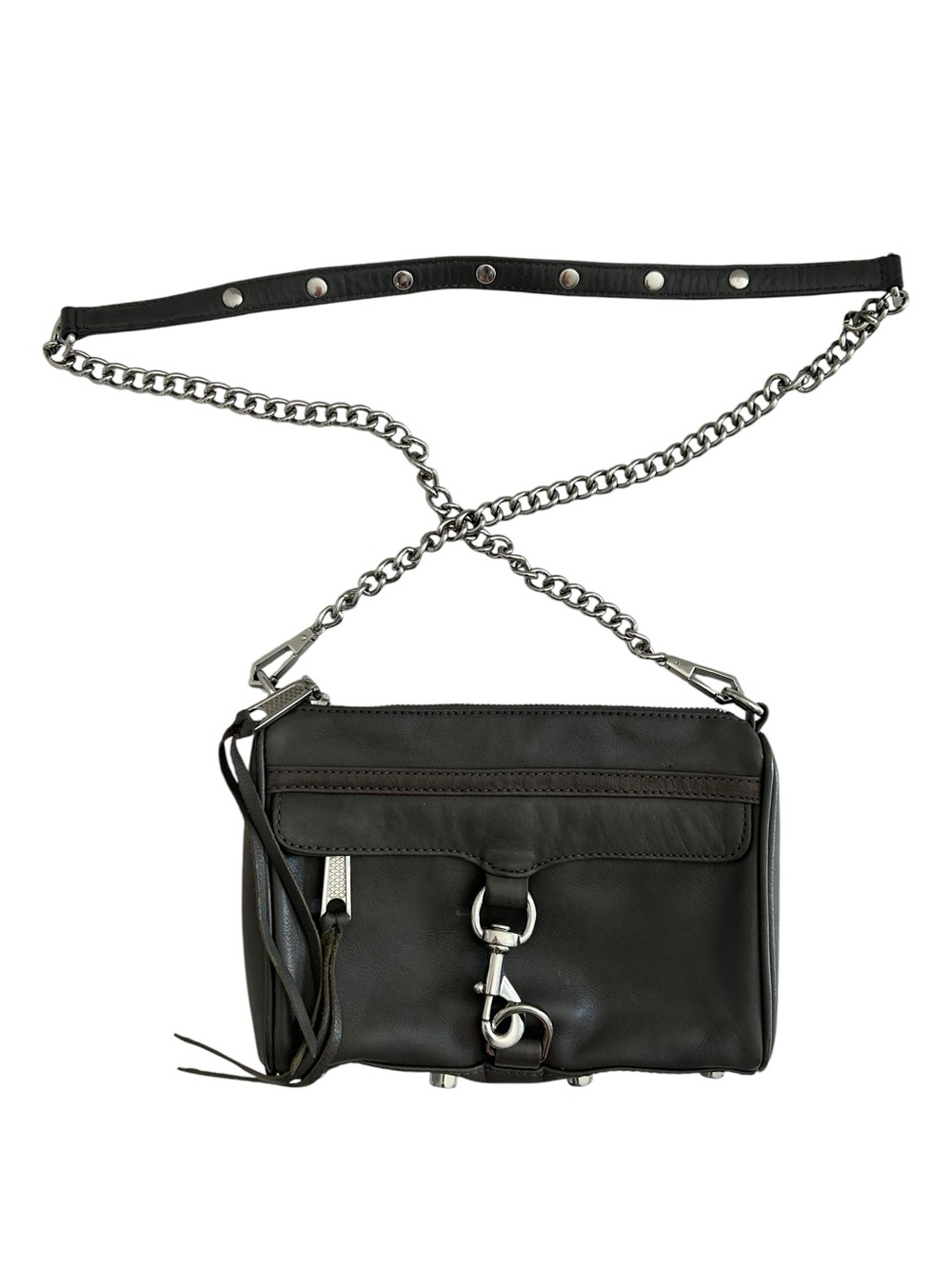 Rebecca Minkoff Mini MAC Leather Crossbody Bag – Gunmetal Gray - Picture 8 of 13